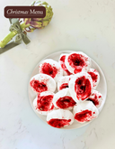 Raspberry Swirl & Pistachio Meringues w/ Cream & Berries